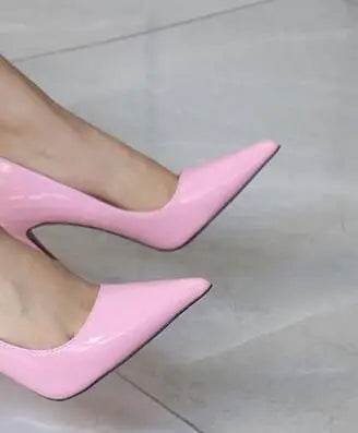 Patent Leather Pink 12cm High Heel Pointed Stilettos - Your Shiny Clothes