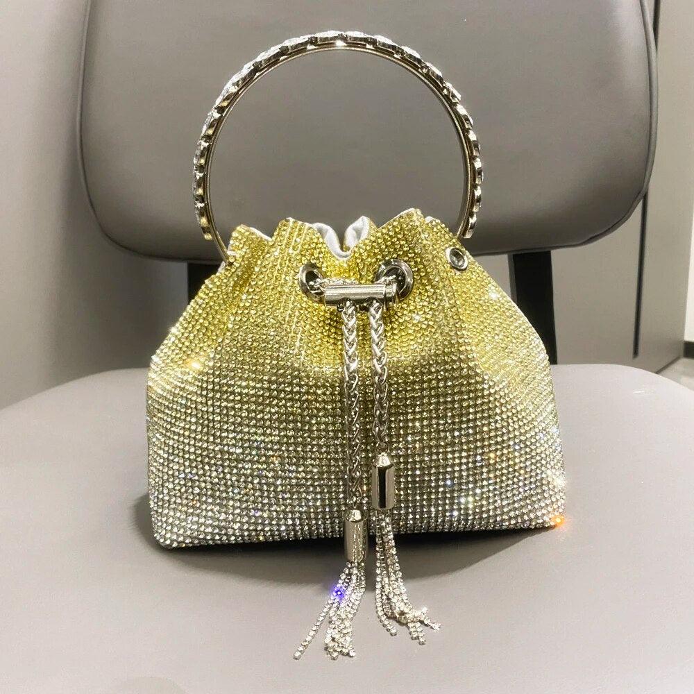 Rhinestone Covered Bucket Bag - Your Shiny Clothes