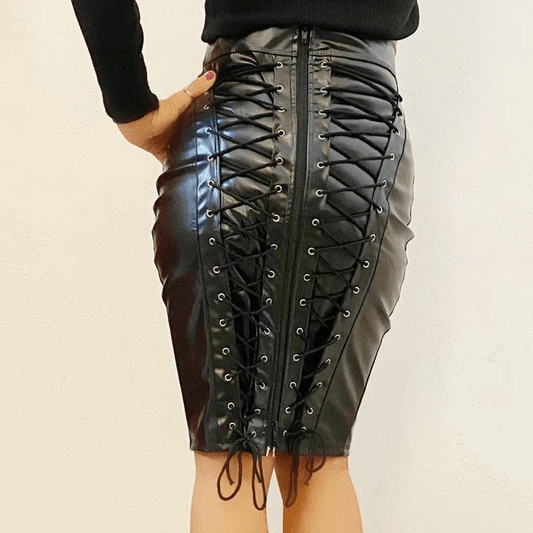 PU Leather Lace Skirt - Your Shiny Clothes Style - Your Shiny Clothes