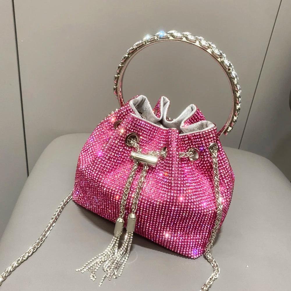 Rhinestone Covered Bucket Bag - Your Shiny Clothes