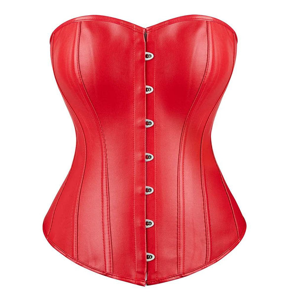 Faux Leather Overbust Corset - Your Shiny Clothes