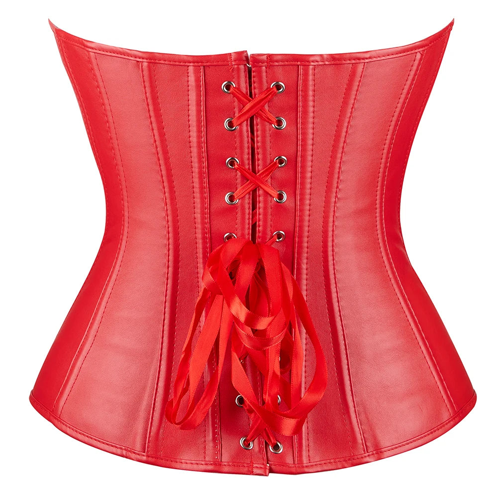 Faux Leather Overbust Corset