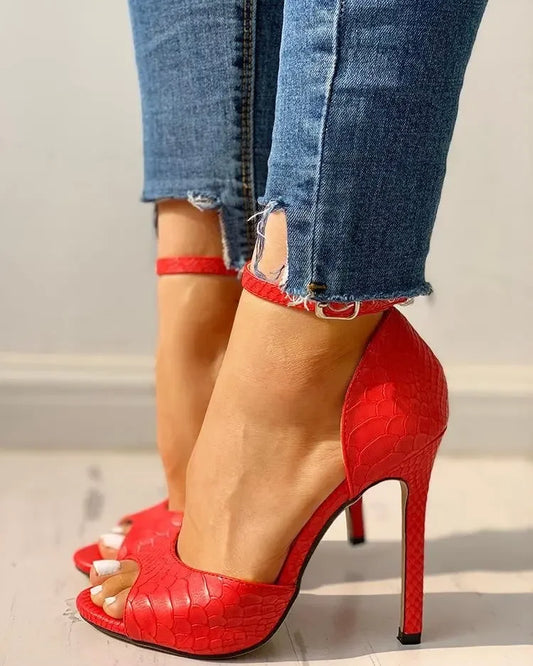 Ankle Strap High Heel Sandals in White