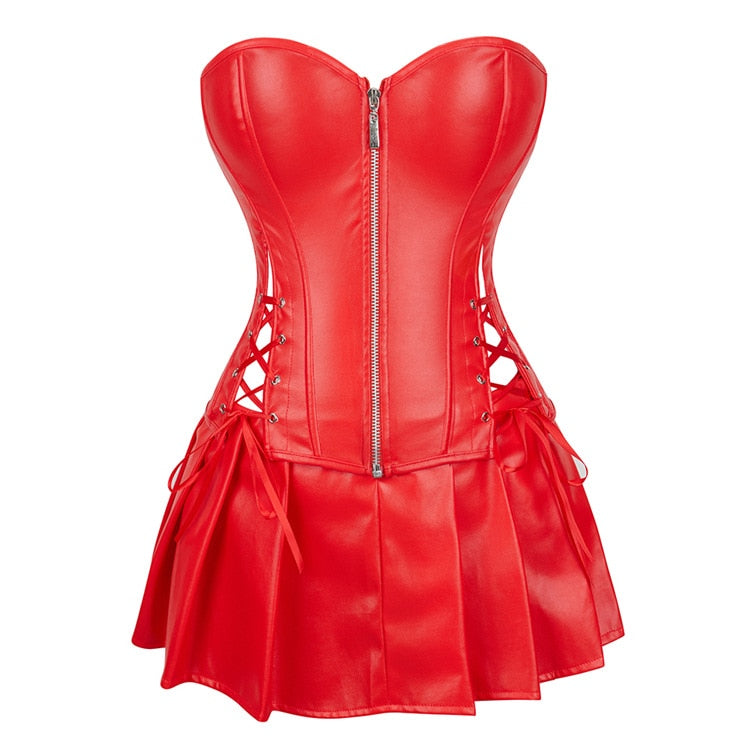 Faux Leather Corset Dress - Your Shiny Clothes