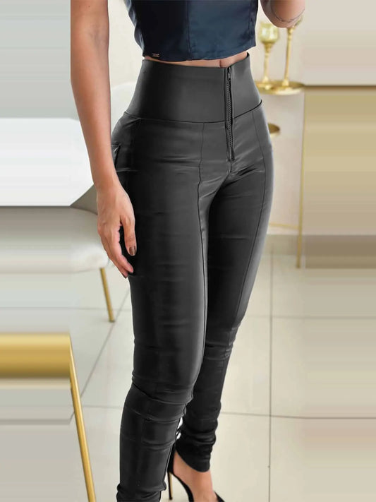 High Waist Faux Leather Pencil Pants