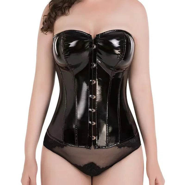 Black Shiny PVC Corset - Your Shiny Clothes