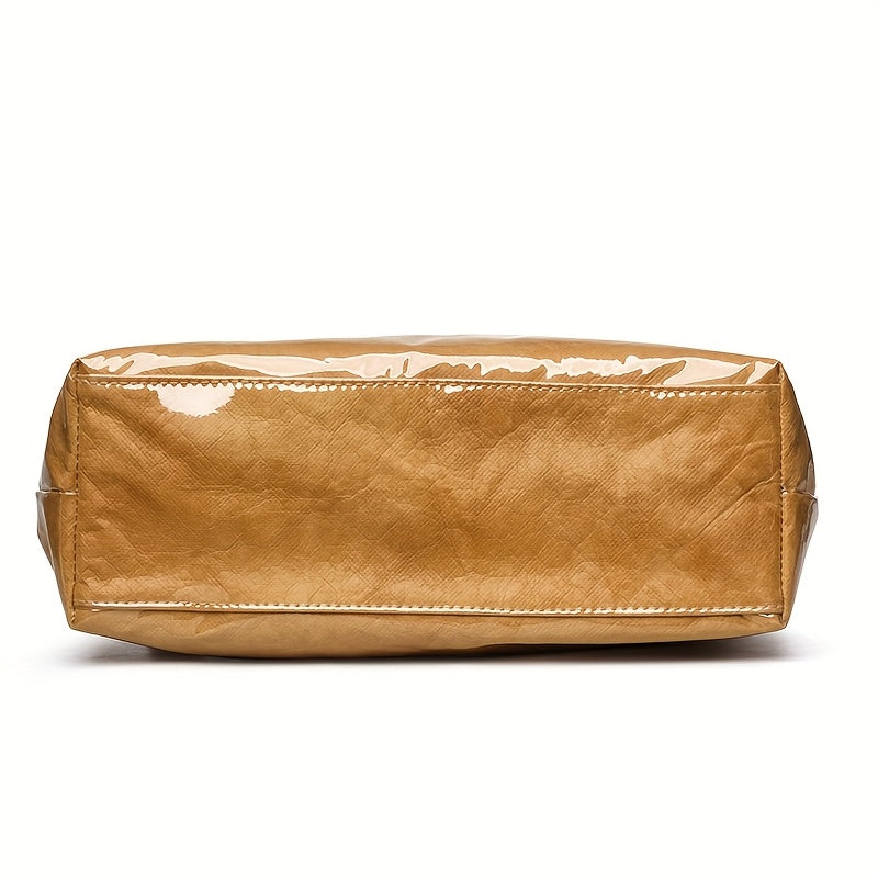 Glossy Patent Leather Vintage Tote Bag