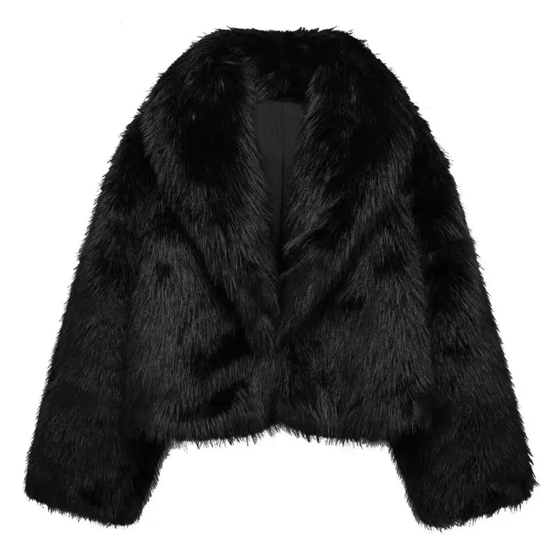 Your Shiny Clothes artificial fur cropped winter coat in black for stylish cold weather outfits