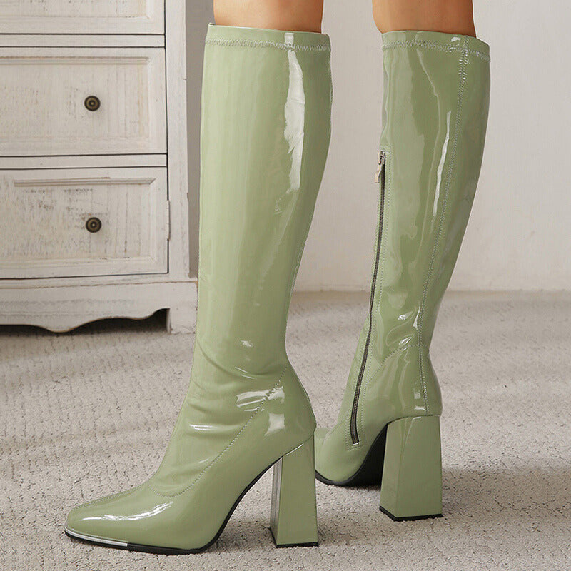 Knee High Patent Leather Boots