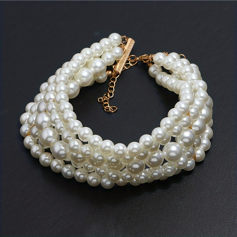 Multi-layer Full Faux Pearl Decor Choker