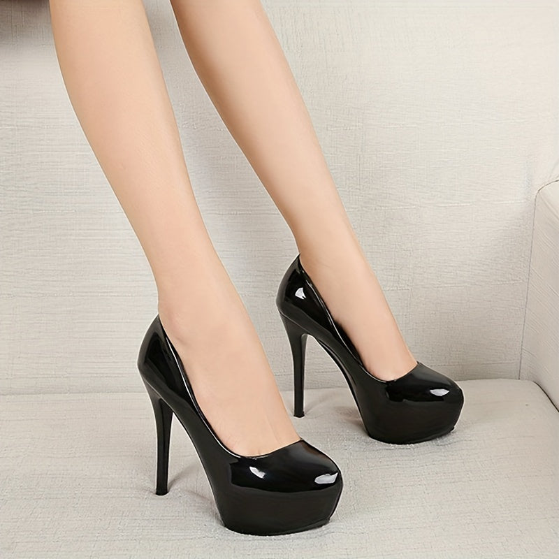 Patent Leather Solid Color Platform Shoes