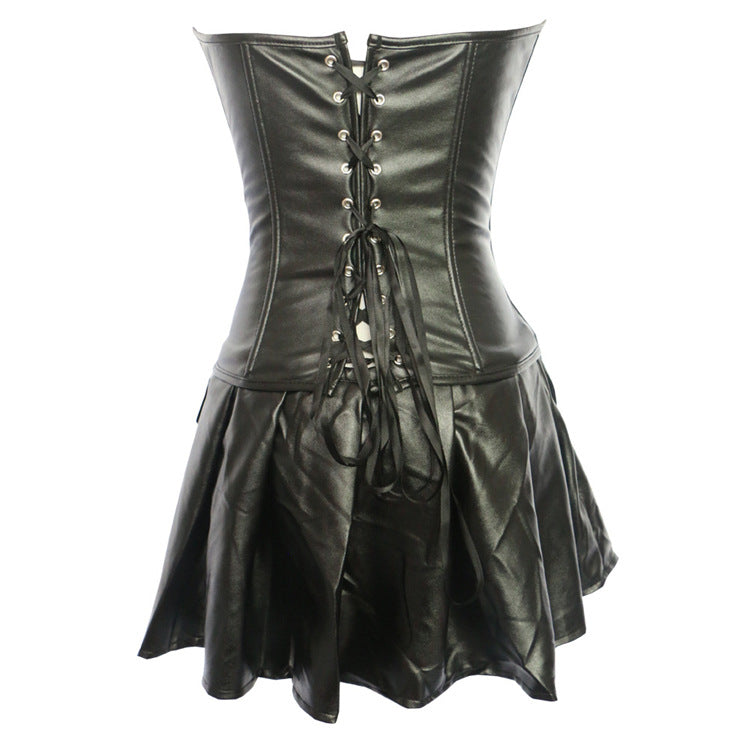 Faux Leather Corset Dress - Your Shiny Clothes