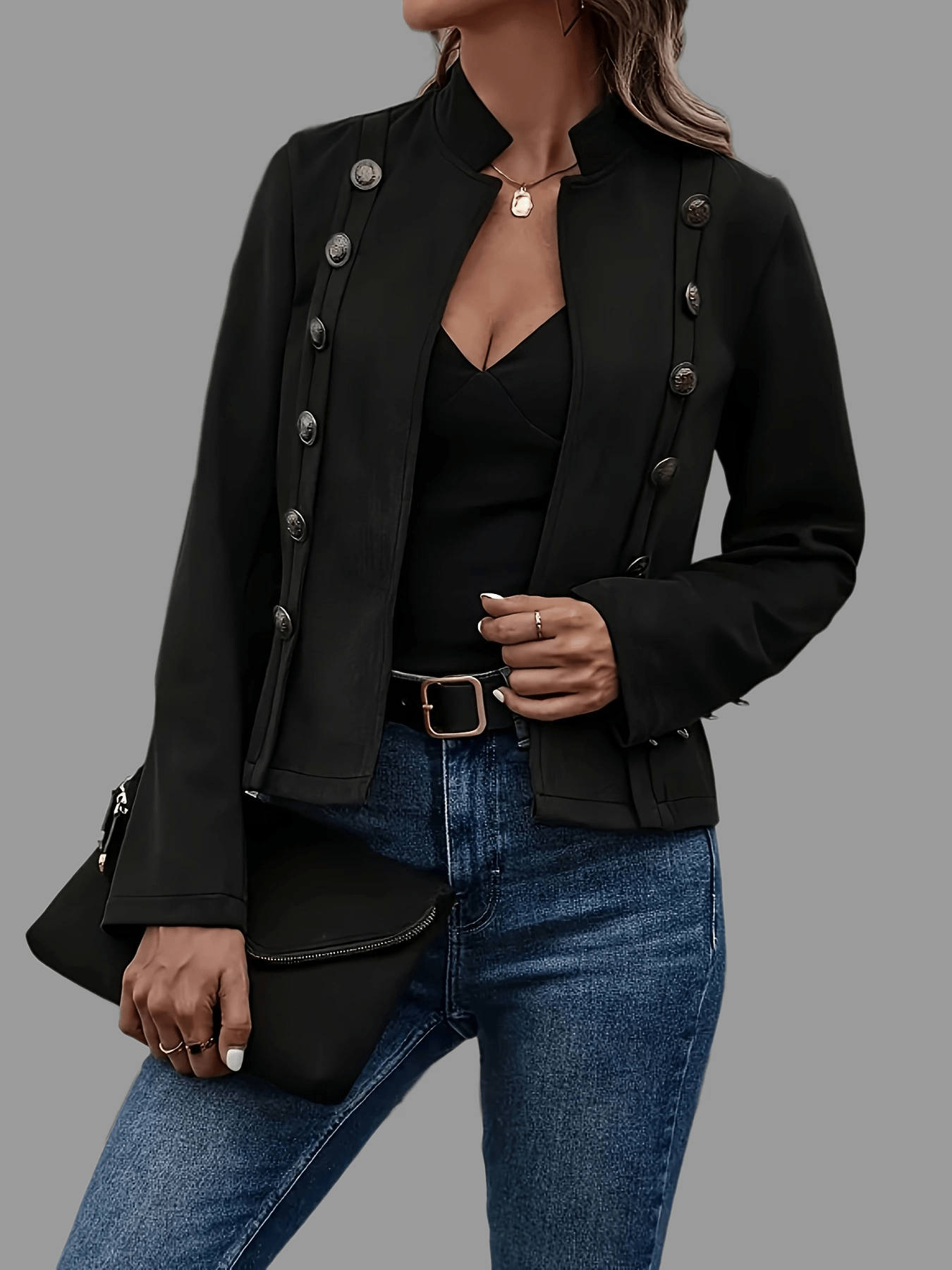Elegant Brown or Black Faux Suede Jacket