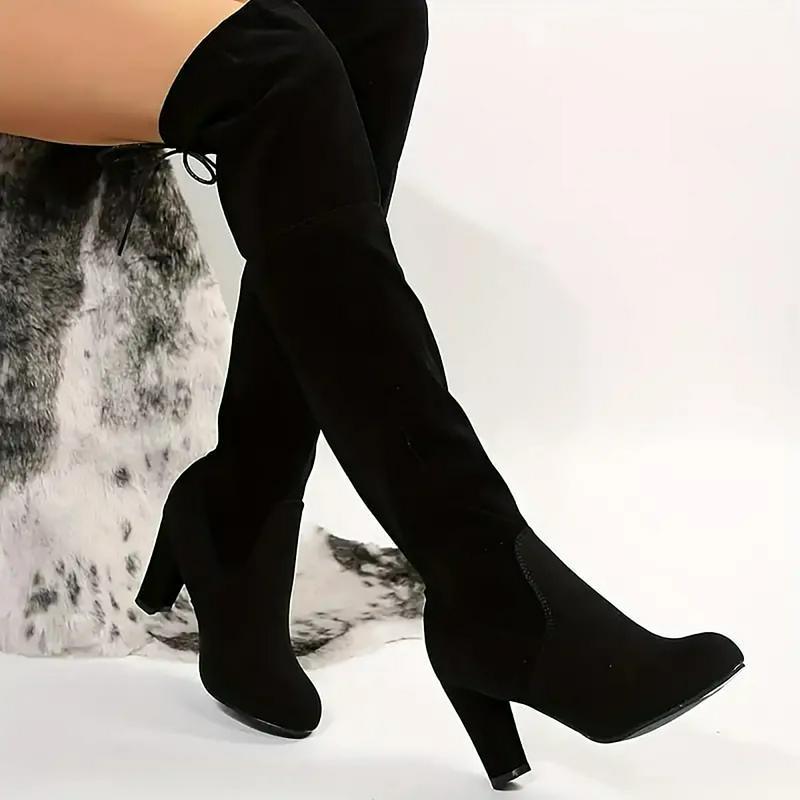Elegant Knee-High Faux Suede Boots