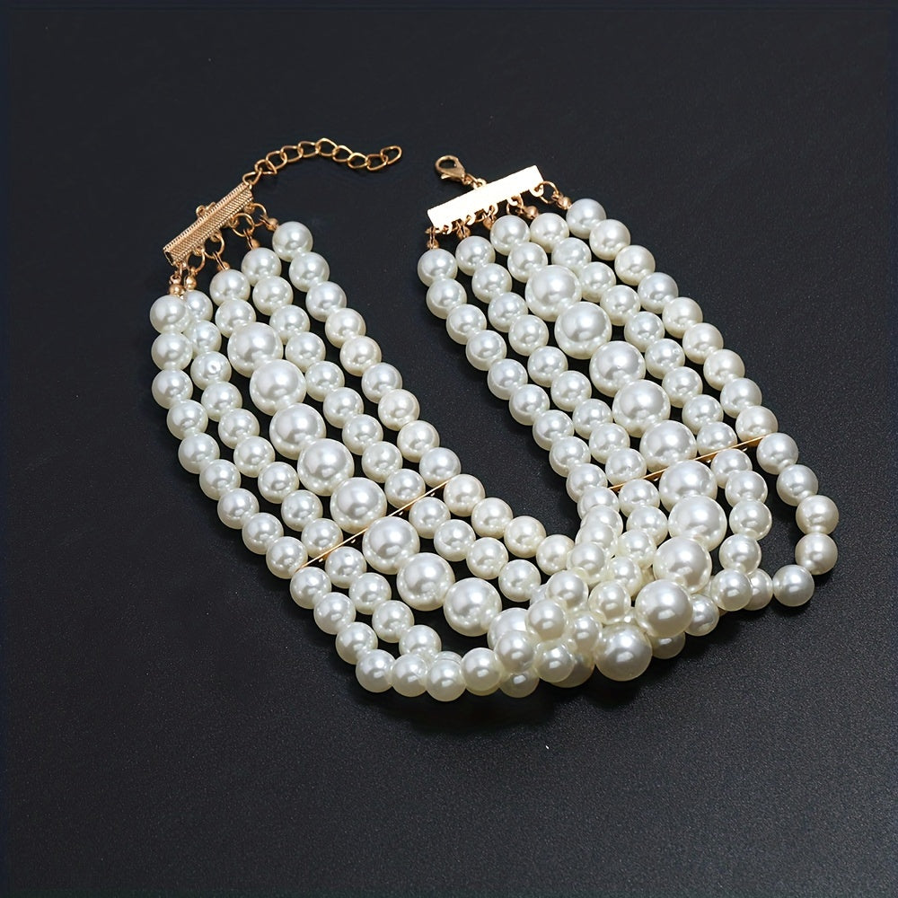 Multi-layer Full Faux Pearl Decor Choker