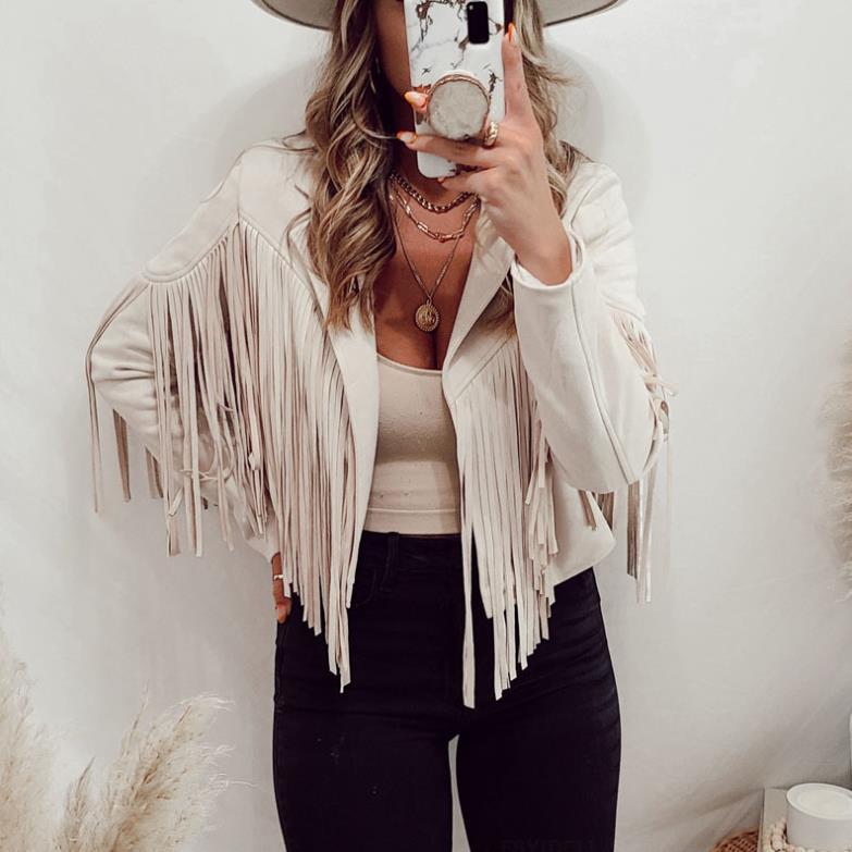 Faux Suede Fringe Biker Jacket
