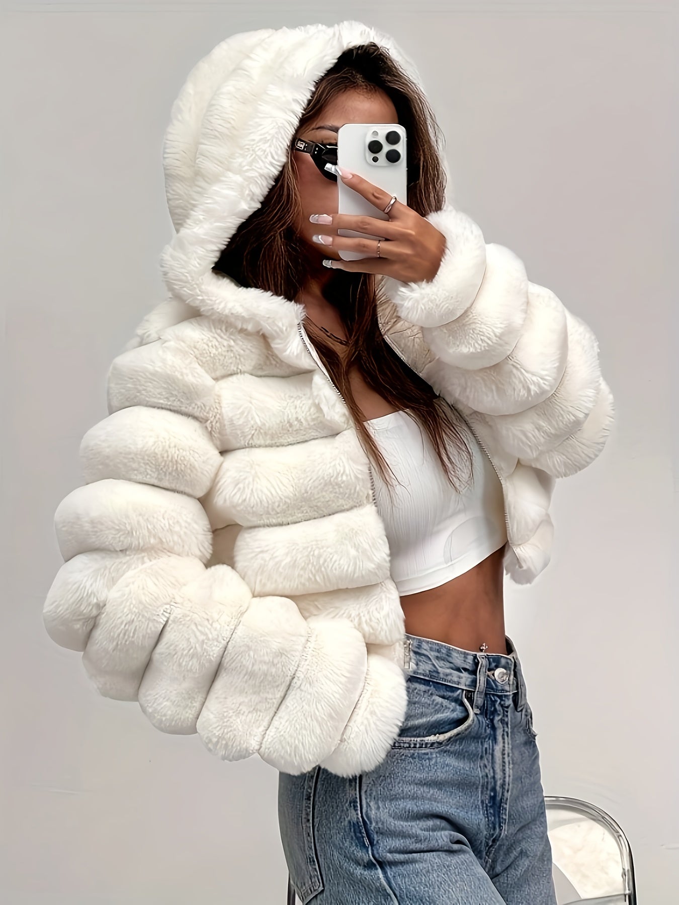 Elegant & Cozy Women's Faux Fur Hooded Jacket