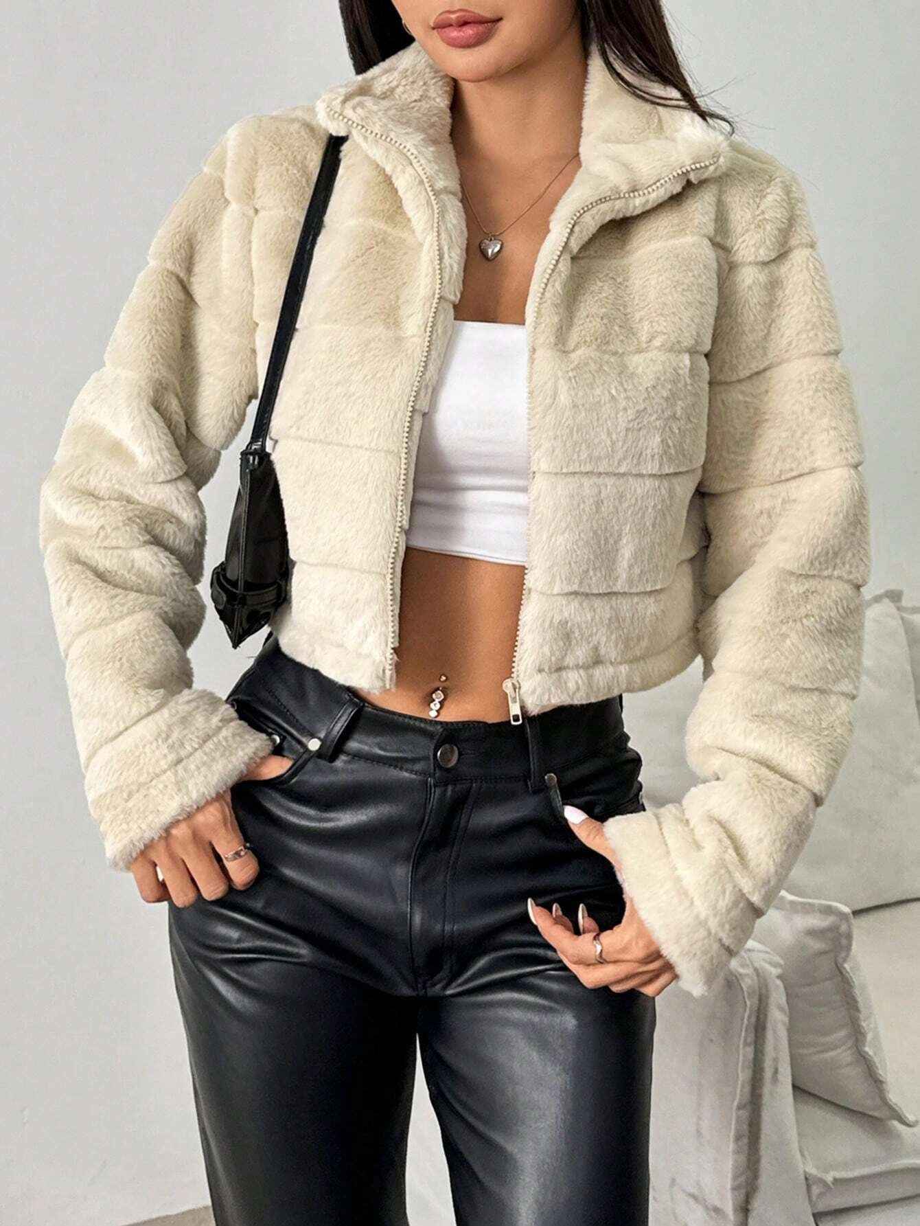 Elegant Luxury Zip-Up Plush Teddy Jacket
