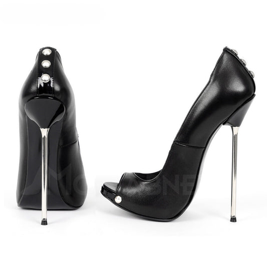 Black Peep Toe Heels - Your Shiny Clothes