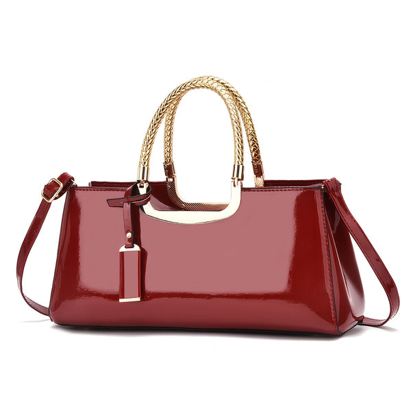 Faux Leather Tote with Zip Closure - Your Shiny Clothes