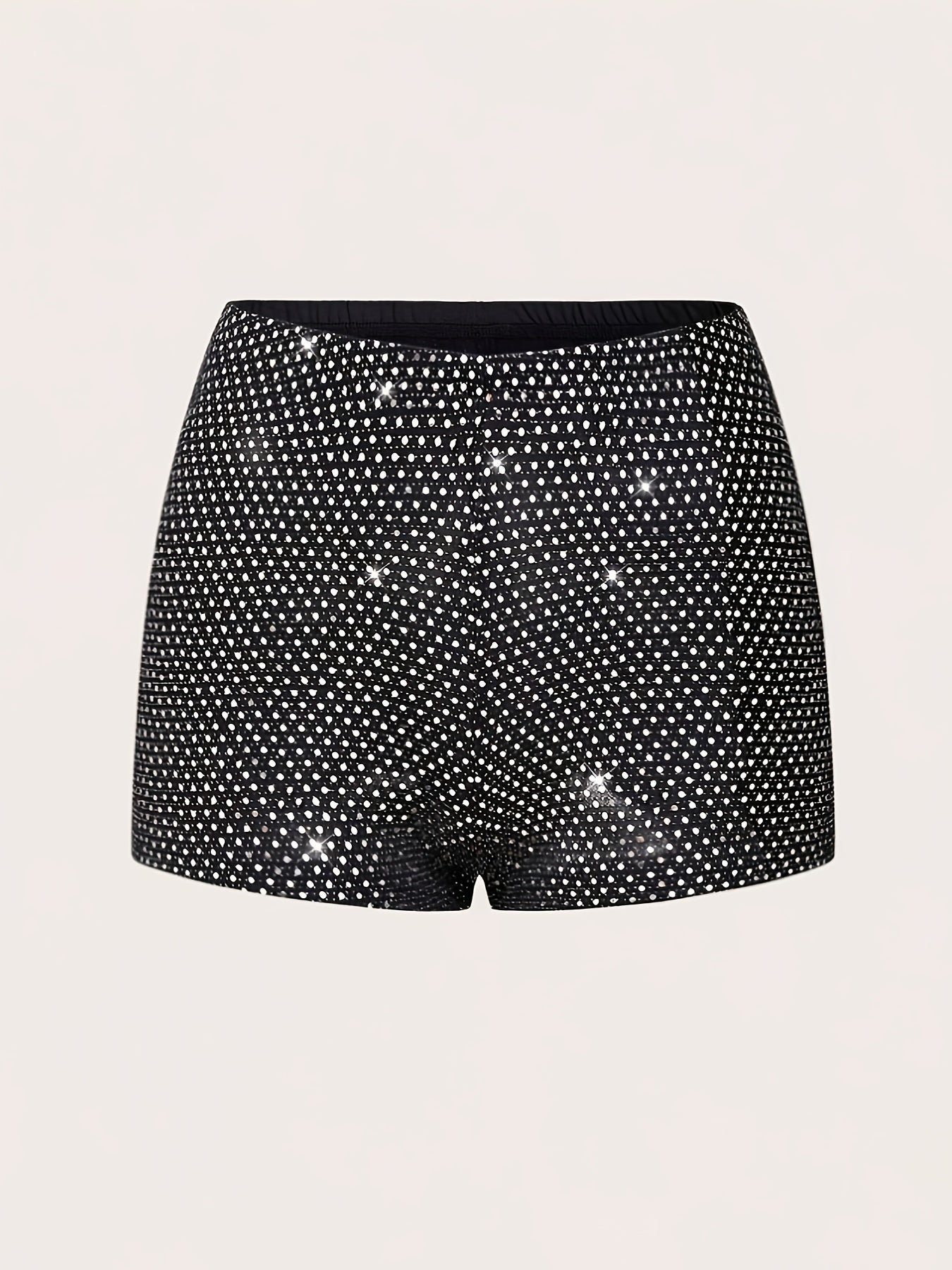 Glittery Stretchy Black & White High-Waisted Mini Sequin Shorts