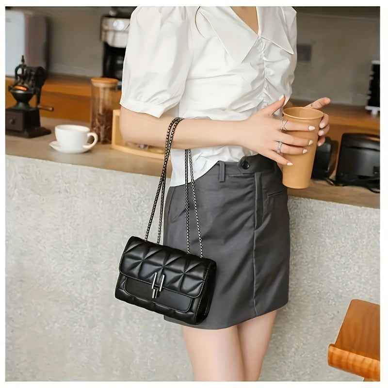 Black Mini PVC Lined Faux Leather Handbag with Adjustable Shoulder Strap