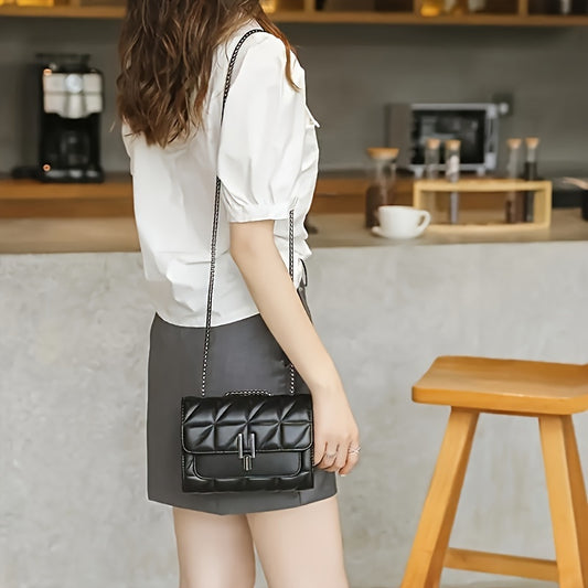Black Mini PVC Lined Faux Leather Handbag with Adjustable Shoulder Strap
