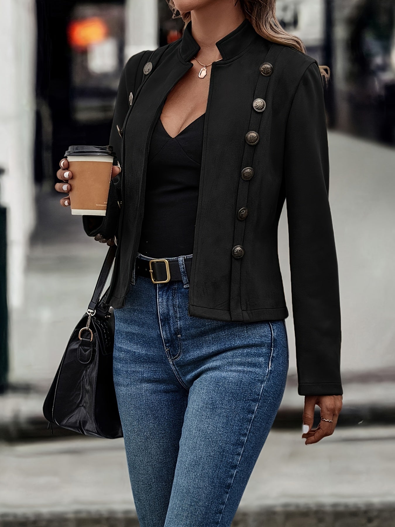 Elegant Brown or Black Faux Suede Jacket