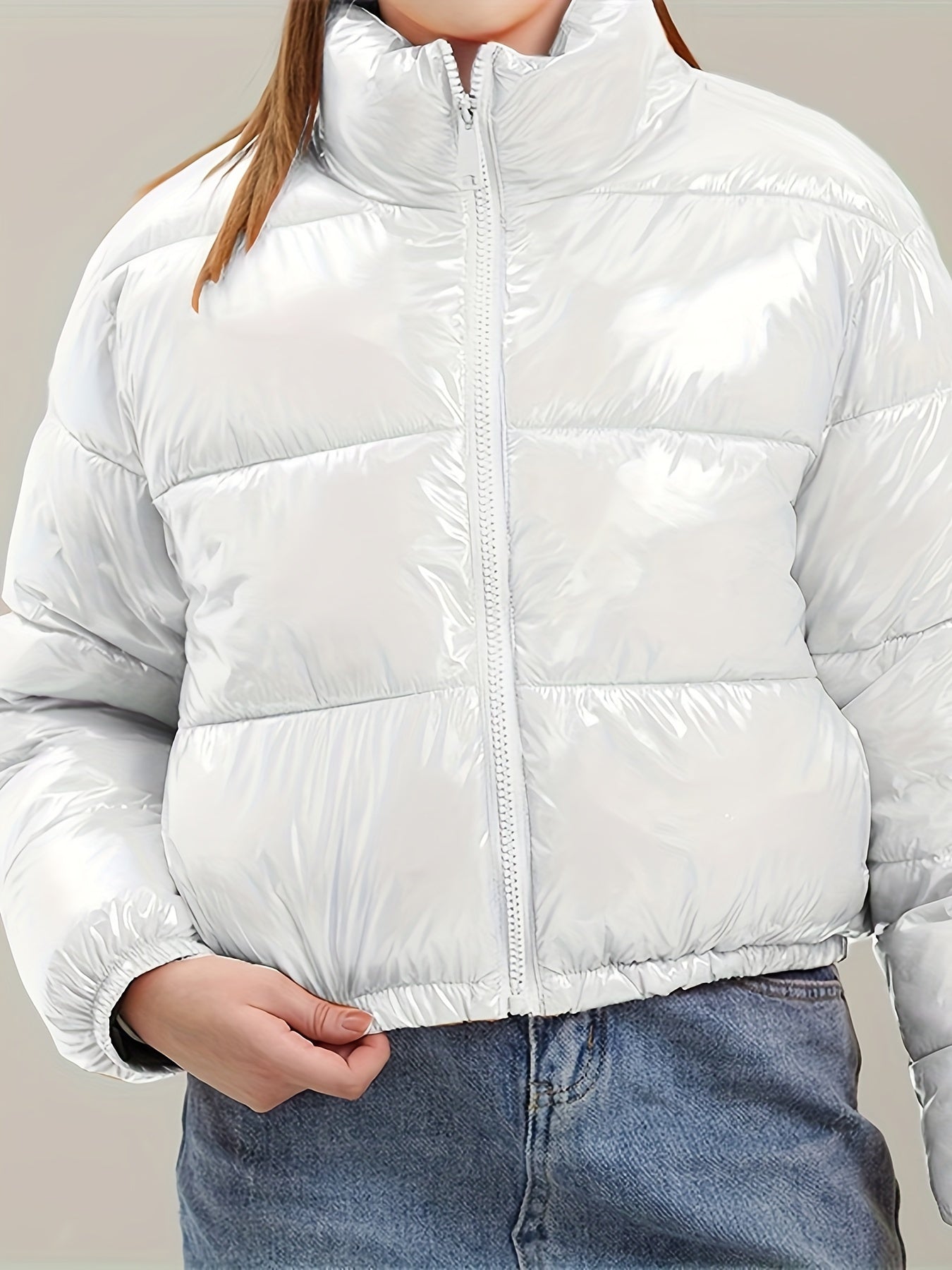 Shiny Cropped Puffer Jacket