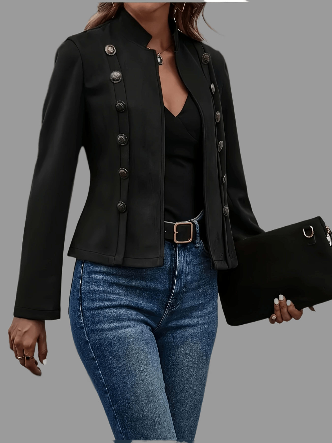 Elegant Brown or Black Faux Suede Jacket