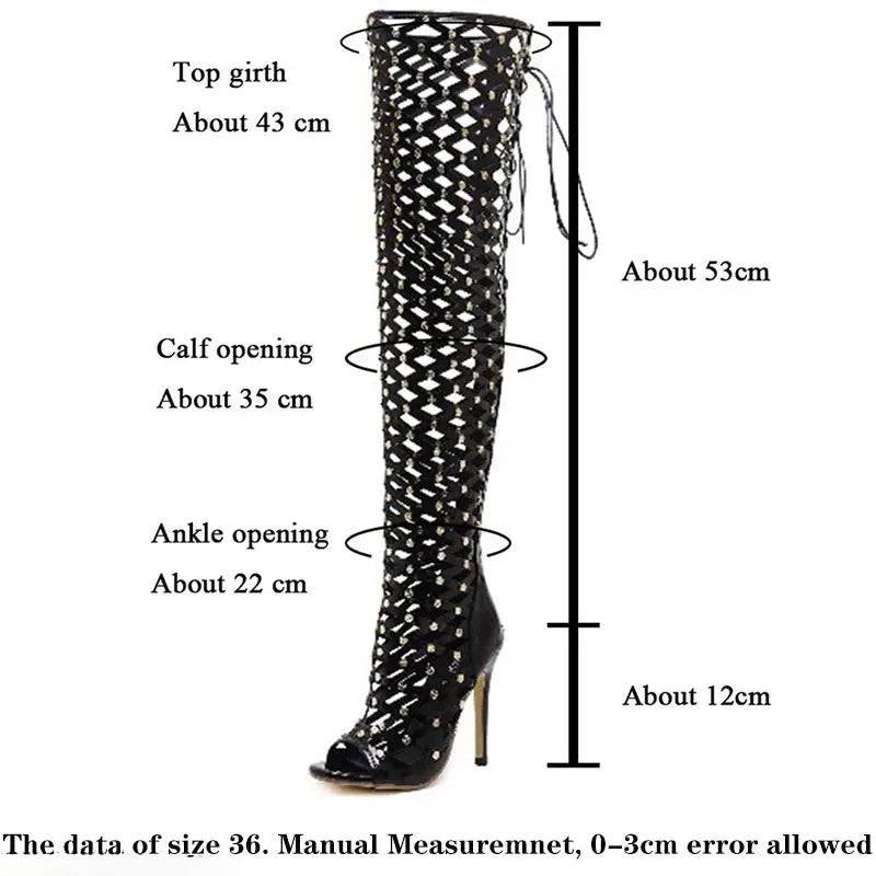 Stylish gladiator over the knee boots with a chic design and adjustable lace-up feature