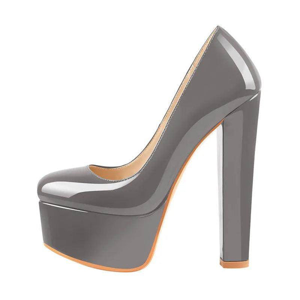 Your Shiny Clothes Grey Patent Leather Platform Heels - Your Shiny Clothes