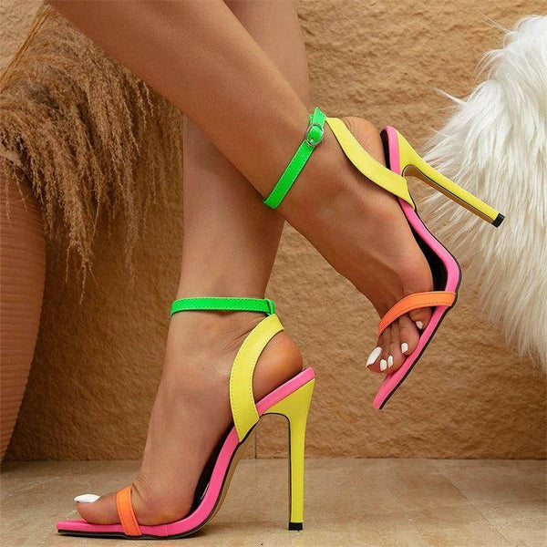 Your Shiny Clothes Mixed Color Summer Heels Sandals - Your Shiny Clothes