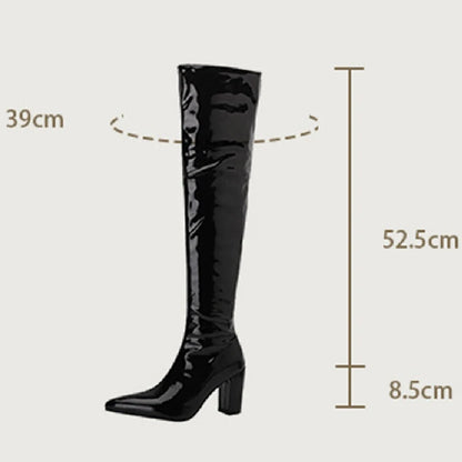 Your Shiny Clothes over the knee leather boots with high heels and sleek design for stylish outfits