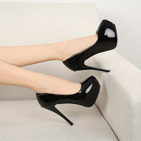 Patent Leather Solid Color Platform Shoes - Your Shiny Clothes