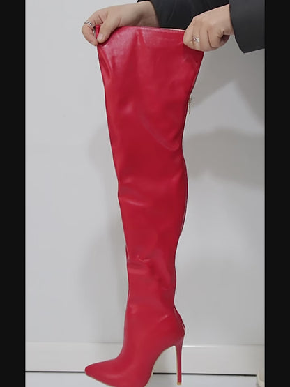 Your Shiny Clothes Faux Leather Over the Knee Boots