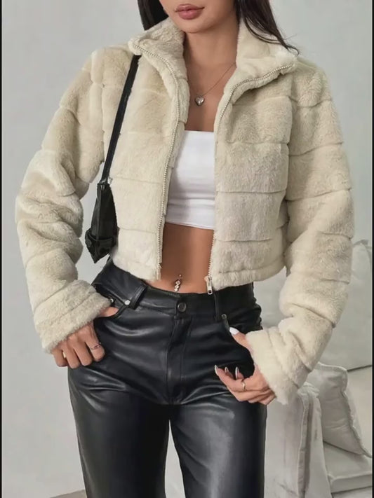 Elegant Luxury Zip-Up Plush Teddy Jacket