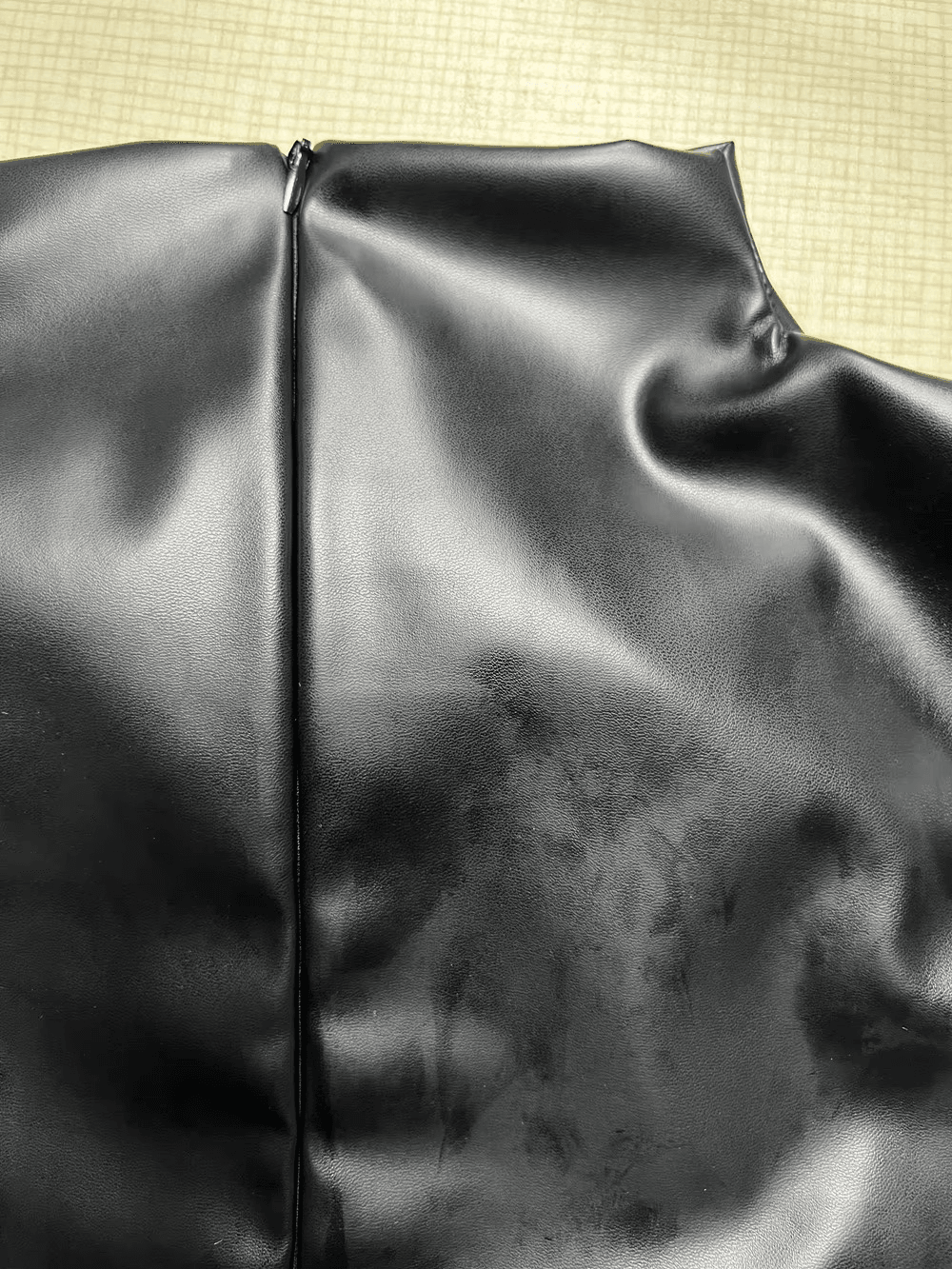 PU Leather Stand Up Collar Sleeveless Pleated Dress - Your Shiny Clothes
