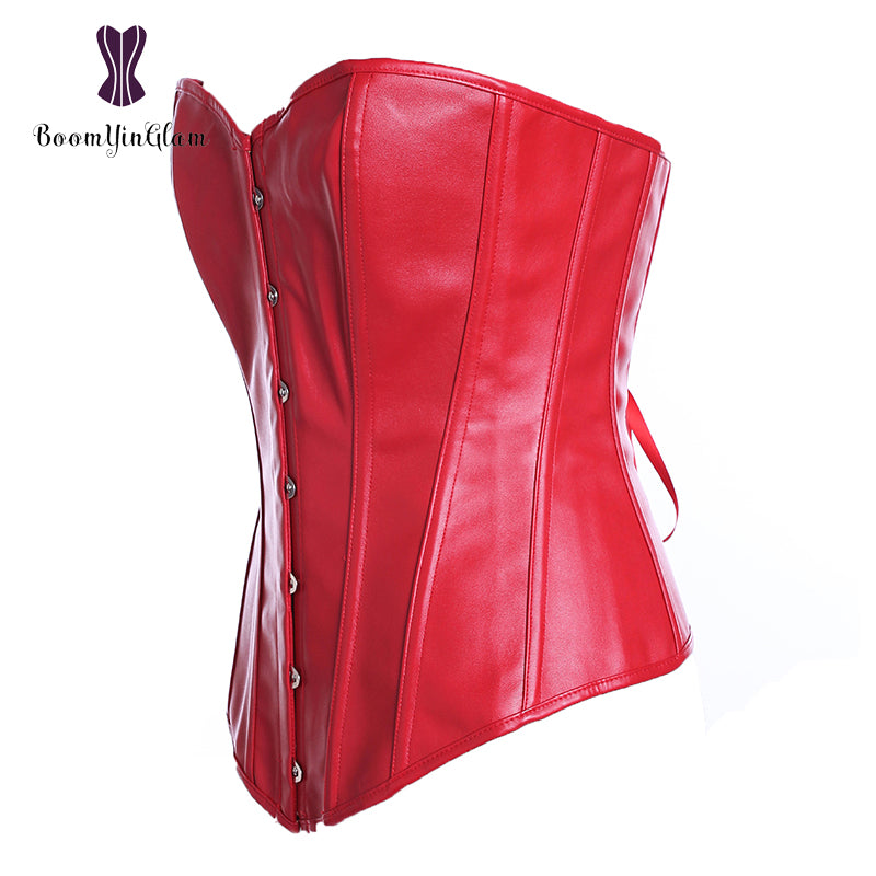Faux Leather Bustier Corset - Your Shiny Clothes