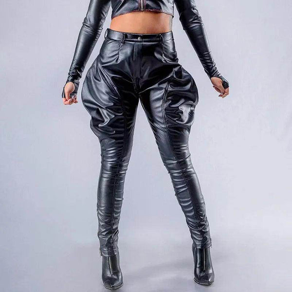 Black  Trendy Faux Leather Jodhpurs - Your Shiny Clothes