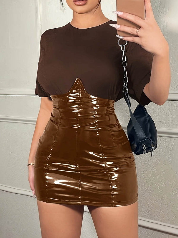 Your Shiny Clothes Faux Leather High Waist Skirt - Your Shiny Clothes