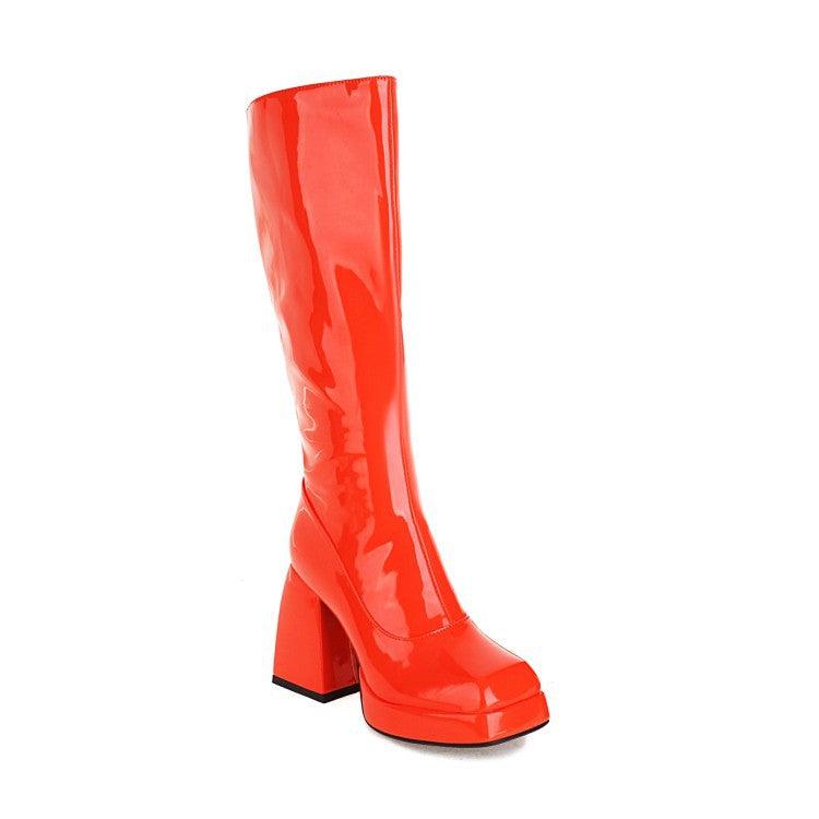 Platform Candy Color Knee High Boots - Your Shiny Clothes