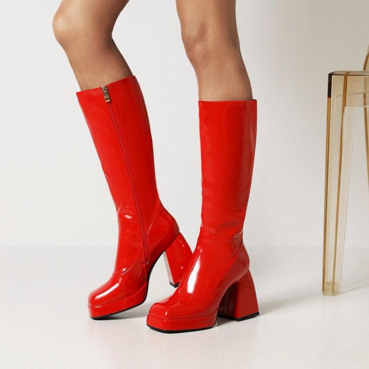 Platform Candy Color Knee High Boots - Your Shiny Clothes