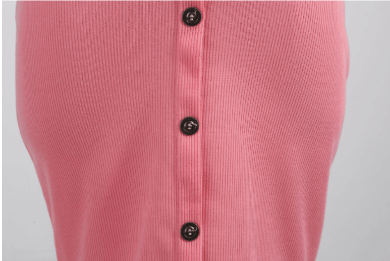 2 Piece Set Solid Colour Button Bodycon - Your Shiny Clothes