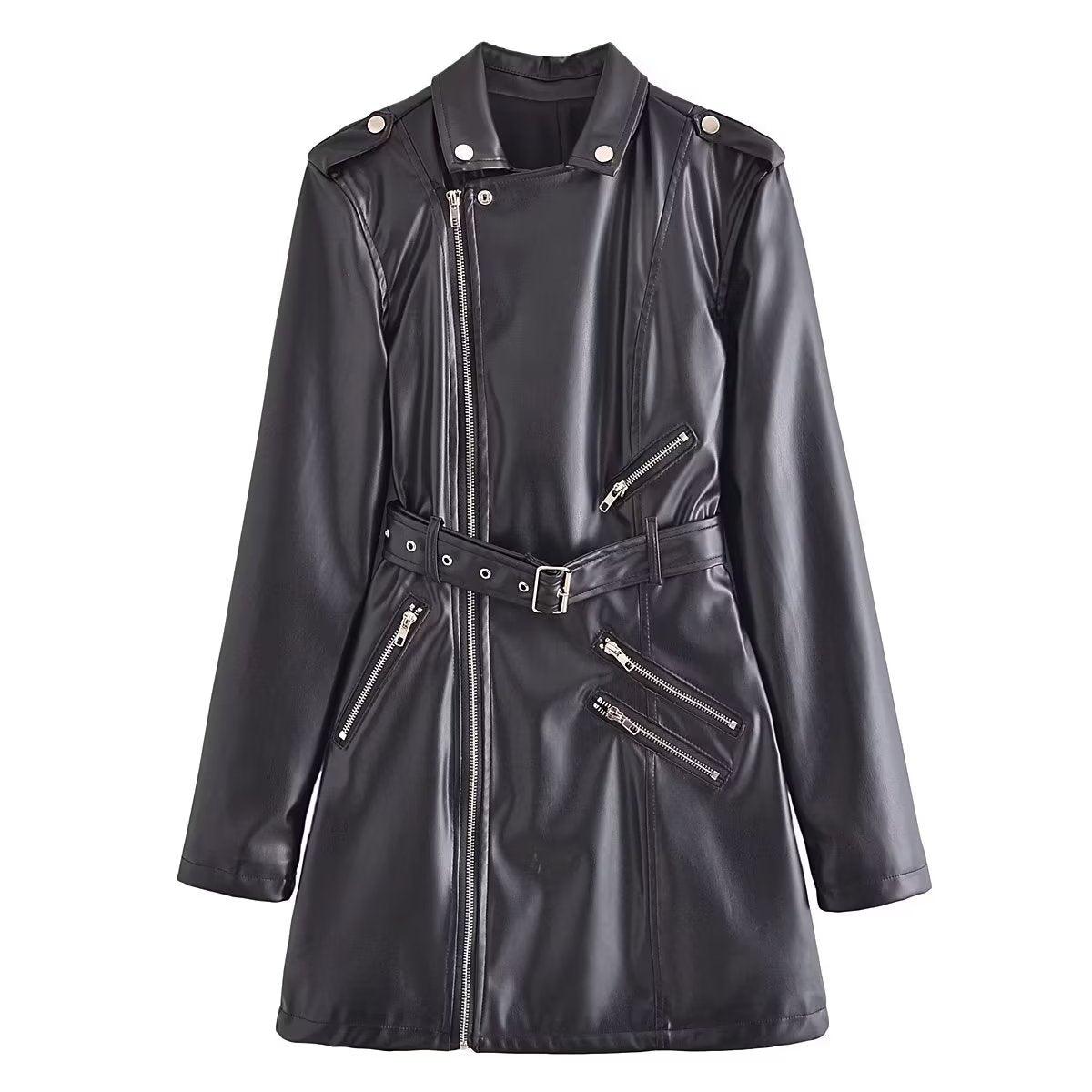 Faux Leather Blazer Dress - Your Shiny Clothes