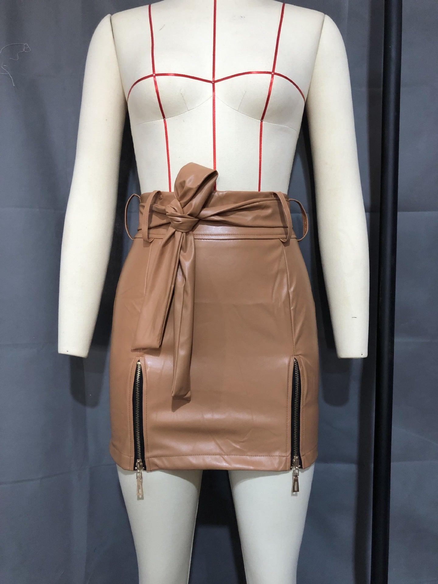 Faux Leather High Waist Skirt - Your Shiny Clothes