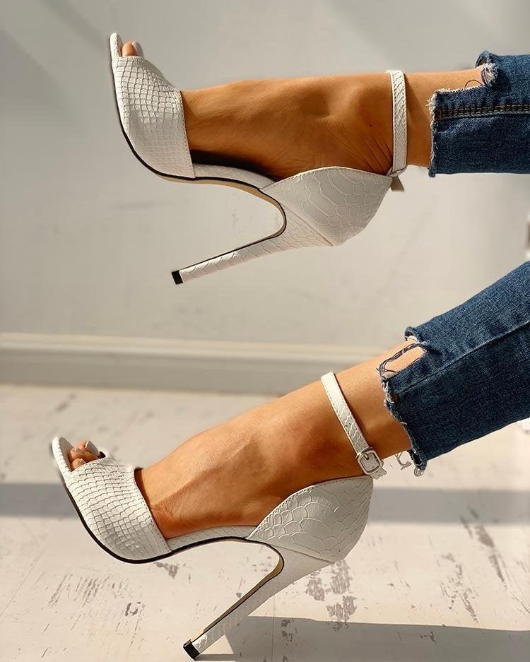 High Heel Ankle Strap Sandals - Your Shiny Clothes