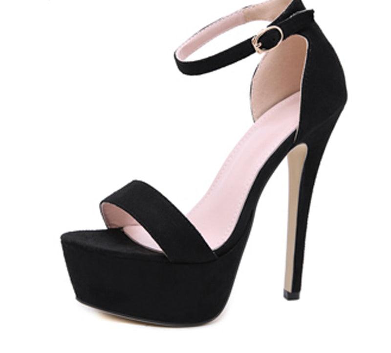 Faux Suede 15 cm High Heel Ankle Strap Sandals - Your Shiny Clothes