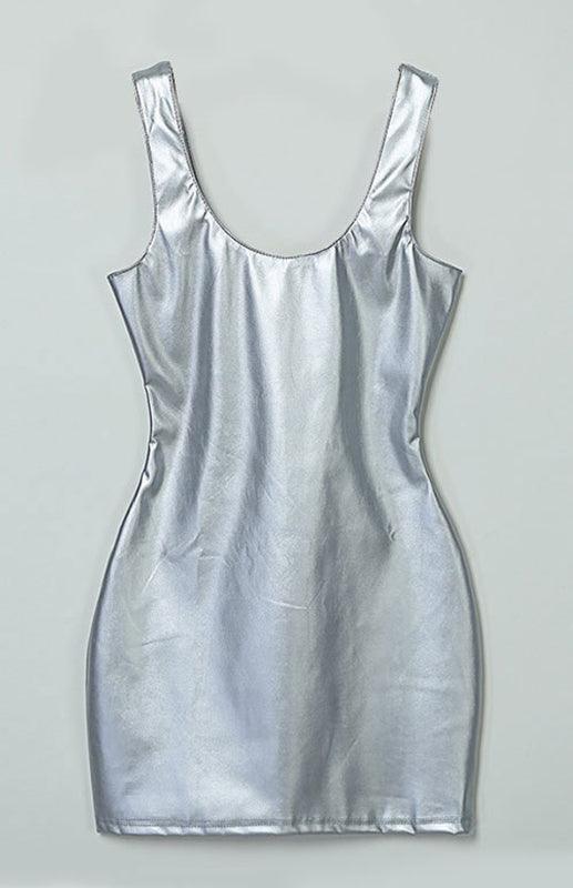 Tight Fitting Sleeveless Patent Leather Dress - Your Shiny Clothes