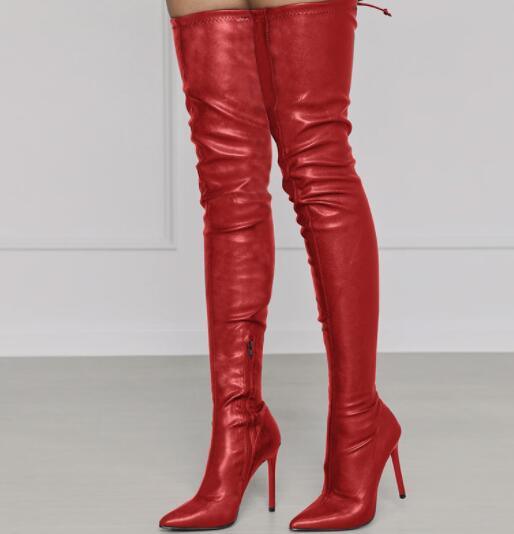 Over The Knee PU Leather Boots - Your Shiny Clothes